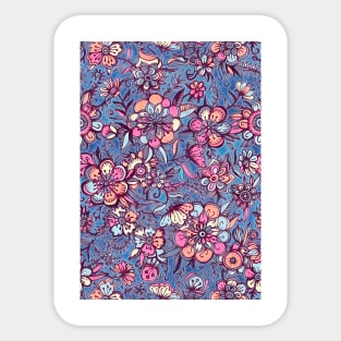 Sweet Spring Floral - soft indigo & candy pastels Sticker